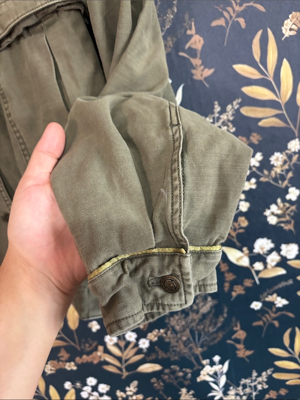 Free People Womens Military Utility Oversized Jacket Khaki Green Button Up M - Picture 6 of 9